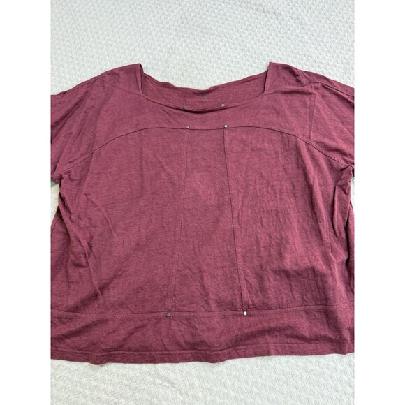 EILEEN FISHER Short Sleeve Blouse XL Organic Linen Oversized Boxy Stud Accent - Picture 3 of 14